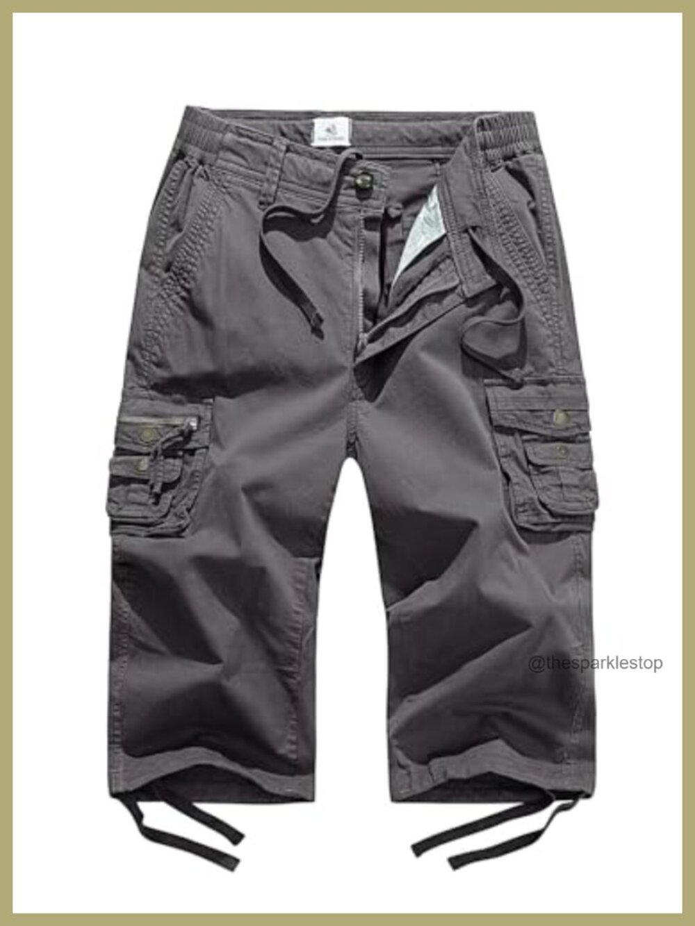 Women's Cargo Capri Hiking Pants Cotton Spandex Drawstring Waist Multi Pocket